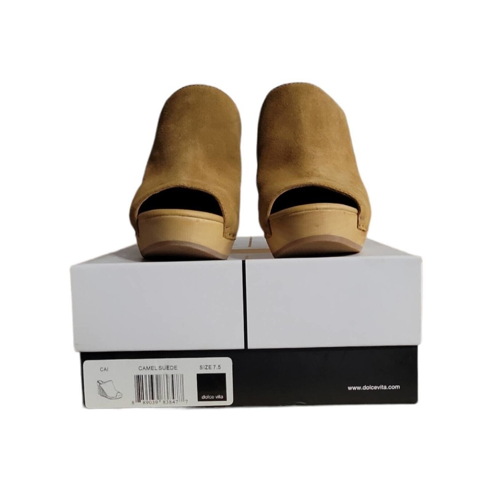 Dolce Vita Womens Platform High Wedge Sandals Camel Tan Suede Fringe 7.5 New
